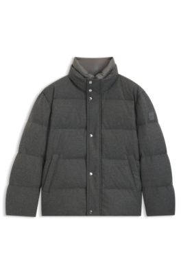Down-filled jacket in flannel, Grey