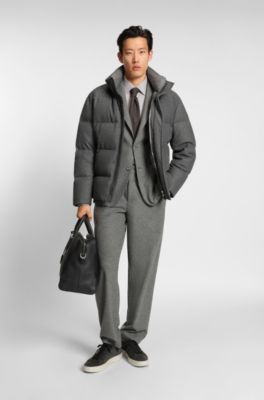 Chaqueta de franela con relleno de plum&oacute;n, Gris