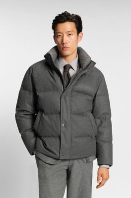 Down-filled jacket in flannel, Grey