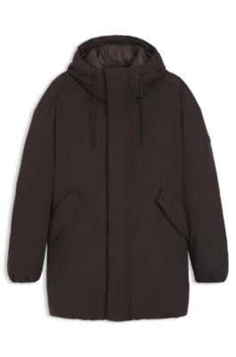 Peached-microfibre jacket with water-repellent finish, Dark Brown