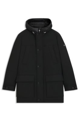 Chaqueta repelente al agua con relleno de plum&oacute;n, Negro