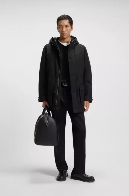 Down-filled jacket with water-repellent finish