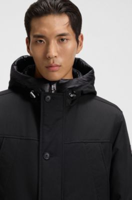 Down-filled jacket with water-repellent finish, Black