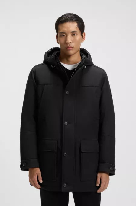 Down-filled jacket with water-repellent finish
