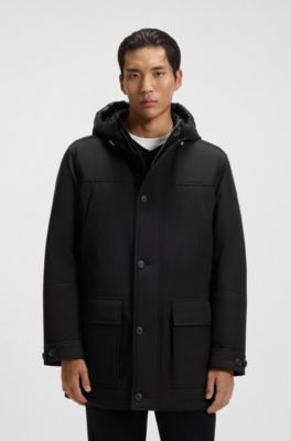 Down-filled jacket with water-repellent finish, Black