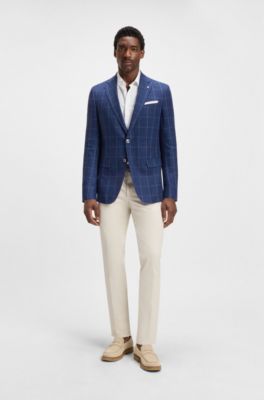 Slim-fit jacket a checked linen blend