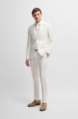 Formal trousers in linen canvas, White