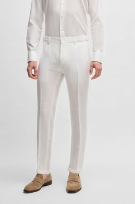 Formal trousers in linen canvas, White