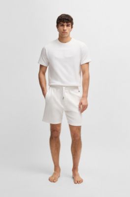 Camiseta de felpa de algod&oacute;n con logo bordado, Blanco