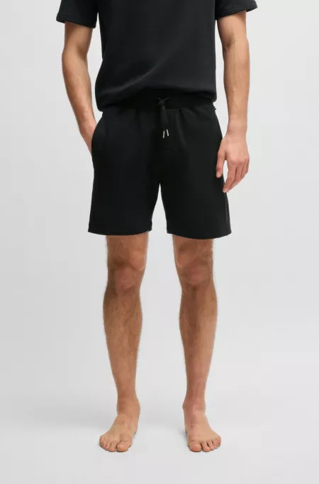 Cotton-terry shorts with outline logo embroidery