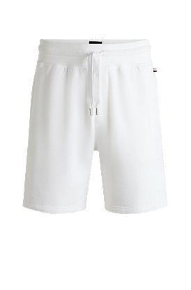 Cotton-terry shorts with outline logo embroidery