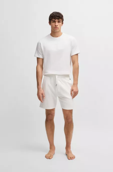 Cotton-terry shorts with outline logo embroidery