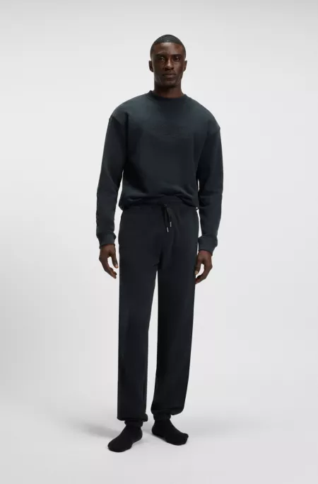 Cotton-terry tracksuit bottoms with embroidered logo