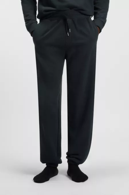 Cotton-terry tracksuit bottoms with embroidered logo
