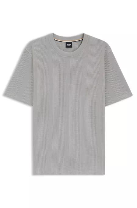 Cotton-blend T-shirt with waffle structure