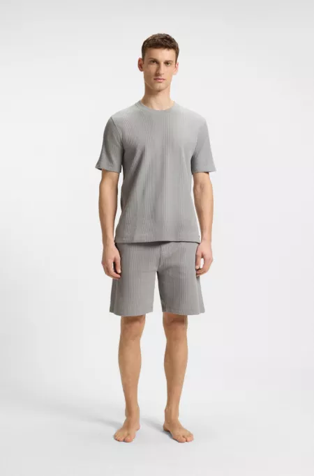 Cotton-blend T-shirt with waffle structure