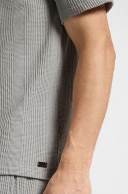 Camiseta de algod&oacute;n con estructura de rejilla, Gris claro
