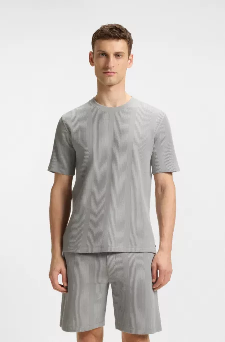 Cotton-blend T-shirt with waffle structure