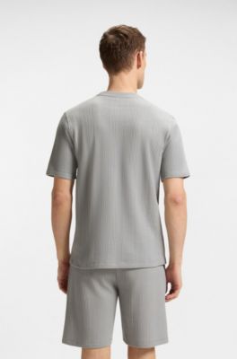 Camiseta de algod&oacute;n con estructura de rejilla, Gris claro