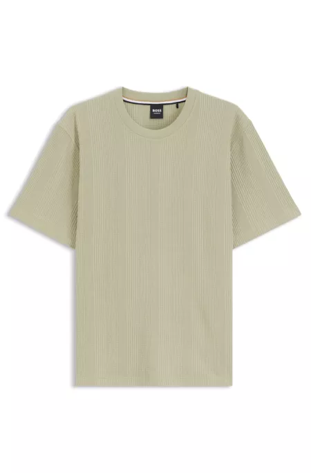 Cotton-blend T-shirt with waffle structure
