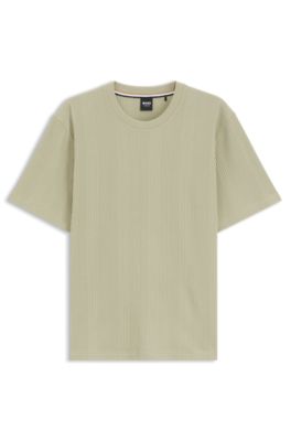 Cotton-blend T-shirt with waffle structure, Light Green