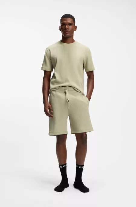 Cotton-blend T-shirt with waffle structure