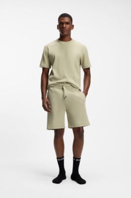 Cotton-blend T-shirt with waffle structure, Light Green
