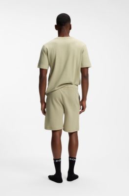 Cotton-blend T-shirt with waffle structure, Light Green