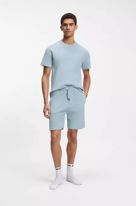 Cotton-blend T-shirt with waffle structure