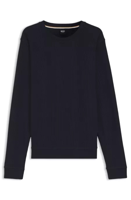 Waffle-texture sweatshirt in a cotton blend