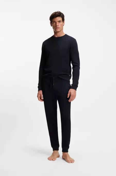 Waffle-texture sweatshirt in a cotton blend