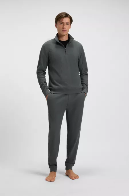 Waffle-structure tracksuit bottoms in a cotton blend