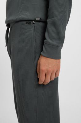 Cotton-blend sweatpants with waffle structure, Light Green