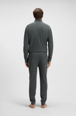 Pantalones de ch&aacute;ndal en mezcla de algod&oacute;n con estructura de rejilla, Cal