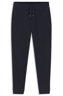 Cotton-blend sweatpants with waffle structure, Dark Blue