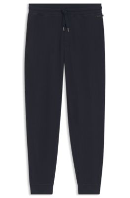 Cotton-blend sweatpants with waffle structure, Dark Blue