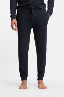 Pantalones de ch&aacute;ndal en mezcla de algod&oacute;n con estructura de rejilla, Azul oscuro