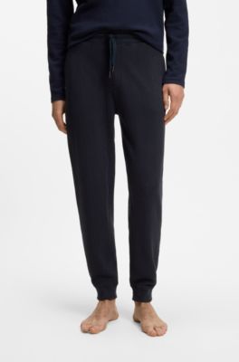 Cotton-blend sweatpants with waffle structure, Dark Blue