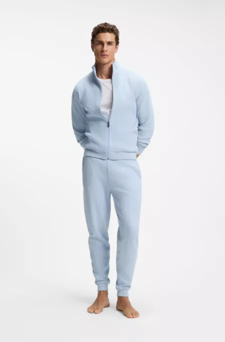 Cotton-blend sweatpants with waffle structure