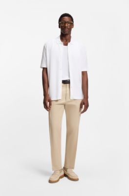 Camisa regular fit en algod&oacute;n con estructura de rejilla, Blanco