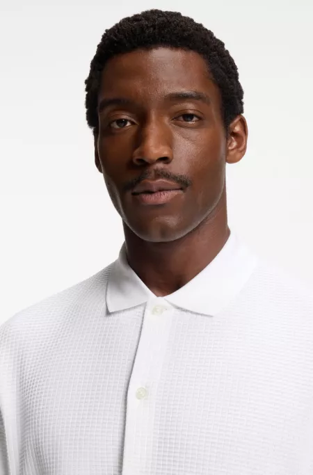 Regular-fit shirt in waffle cotton