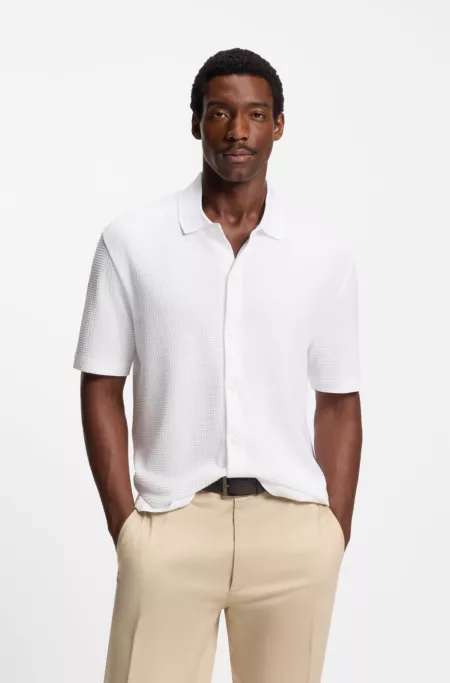 Regular-fit shirt in waffle cotton