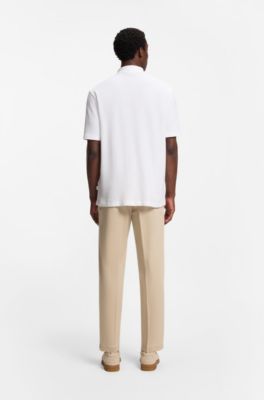 Camisa regular fit en algod&oacute;n con estructura de rejilla, Blanco