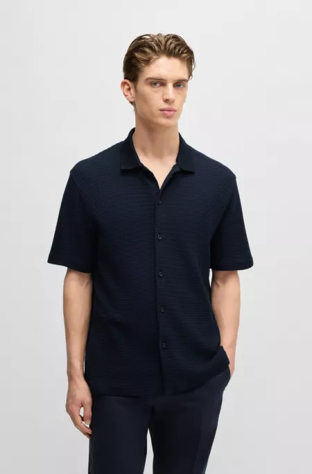 Regular-fit shirt in waffle cotton