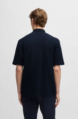 Regular-fit shirt in waffle cotton, Dark Blue