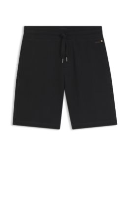 Short en coton m&eacute;lang&eacute; &agrave; la structure gaufr&eacute;e, Noir