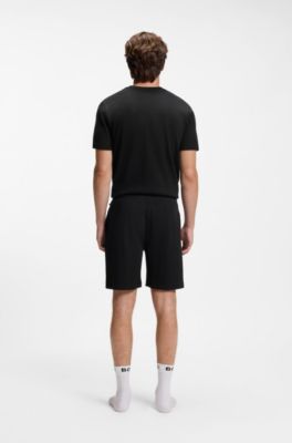Cotton-blend shorts with waffle texture, Black