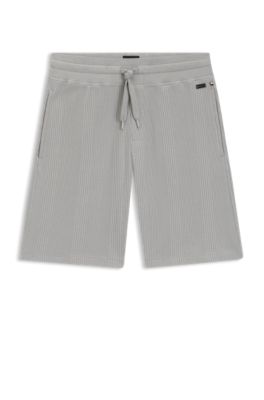 Short en coton m&eacute;lang&eacute; &agrave; la structure gaufr&eacute;e, Gris chin&eacute;