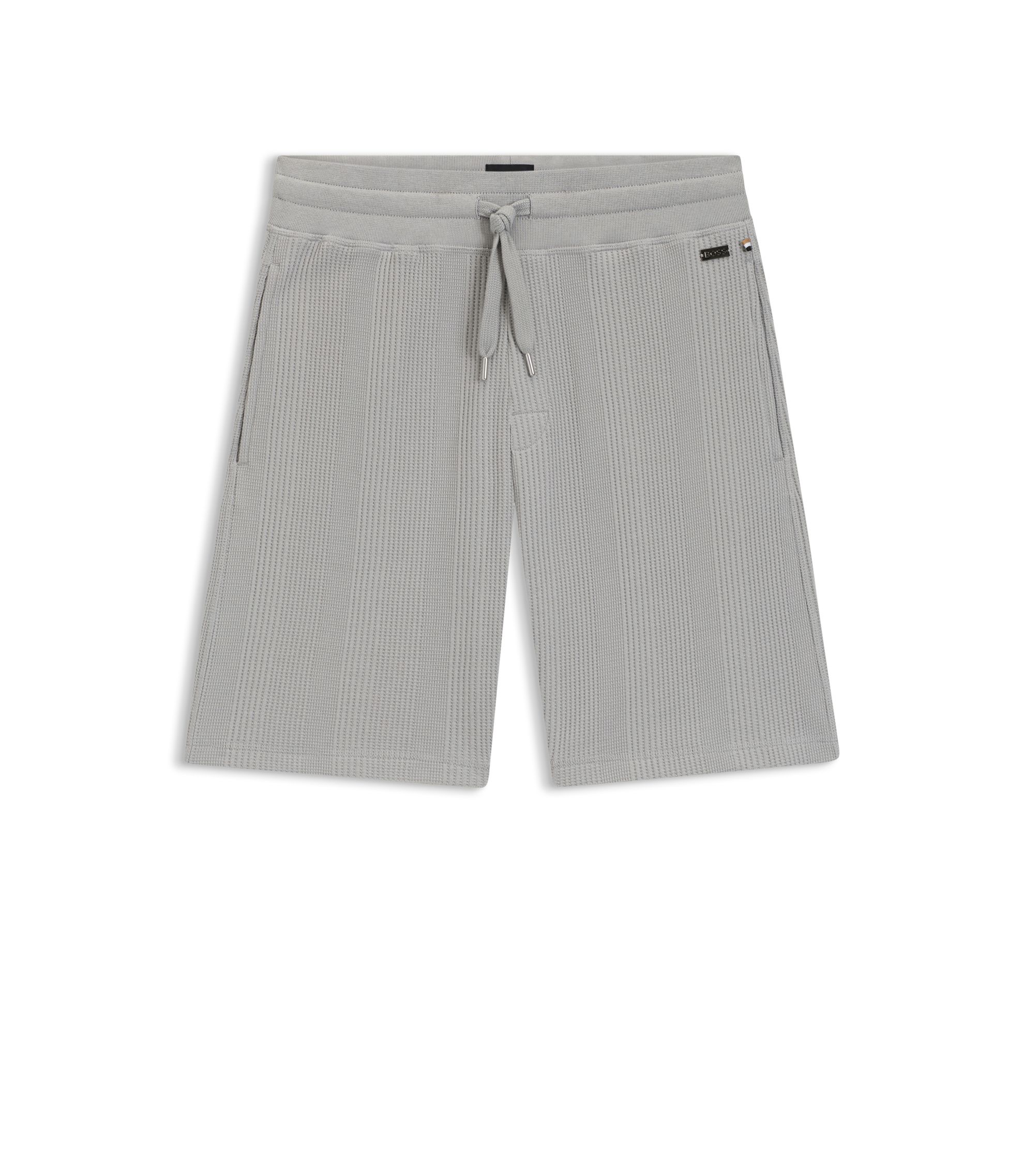BOSS - Cotton-blend shorts with waffle texture - Light Grey