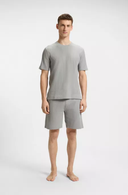 Cotton-blend shorts with waffle texture